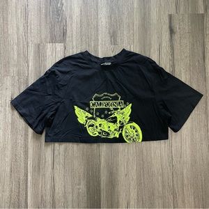 NWOT Black and Neon Green Graphic Crop Top